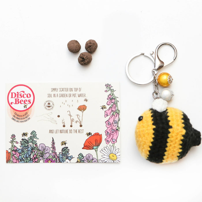 Disco Bees Bumblebee Keyring