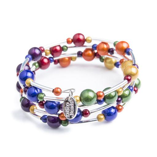 Twisted Silver Bracelet - Bracelet- Disco Beads